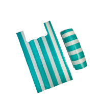 Пакет майка 43 х 75 Смуга №4 50 мкм біло-бірюзовий уп. 1/100 шт