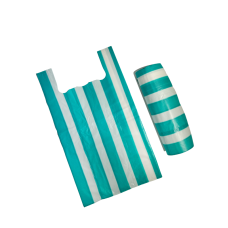 Пакет майка 43 х 75 Смуга №4 50 мкм біло-бірюзовий уп. 1/100 шт